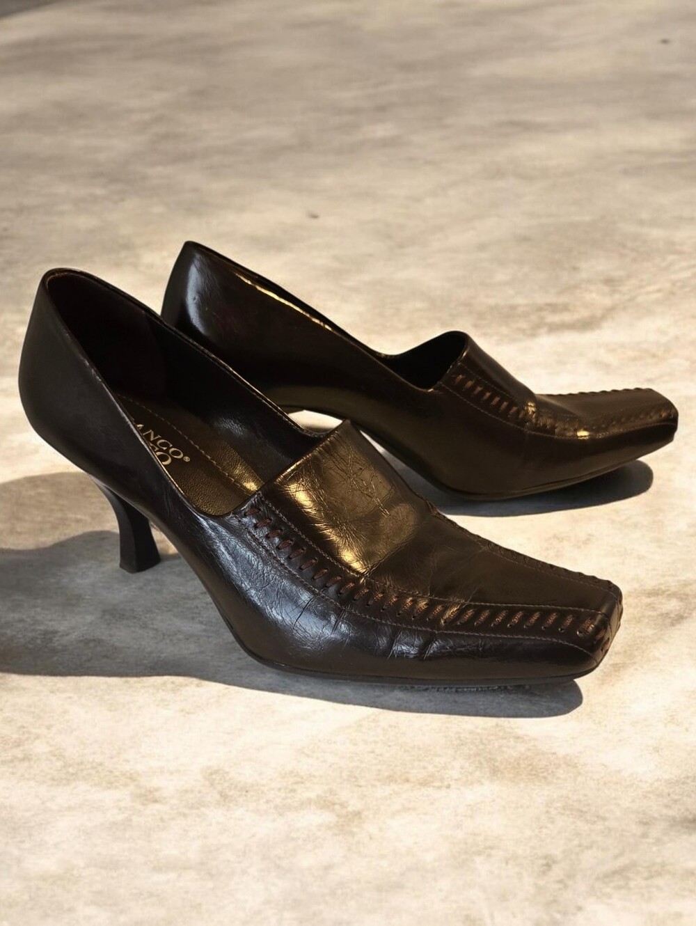 Franco Sarto Dark Brown Leather‎ Loafer Pumps Size 8.5M
